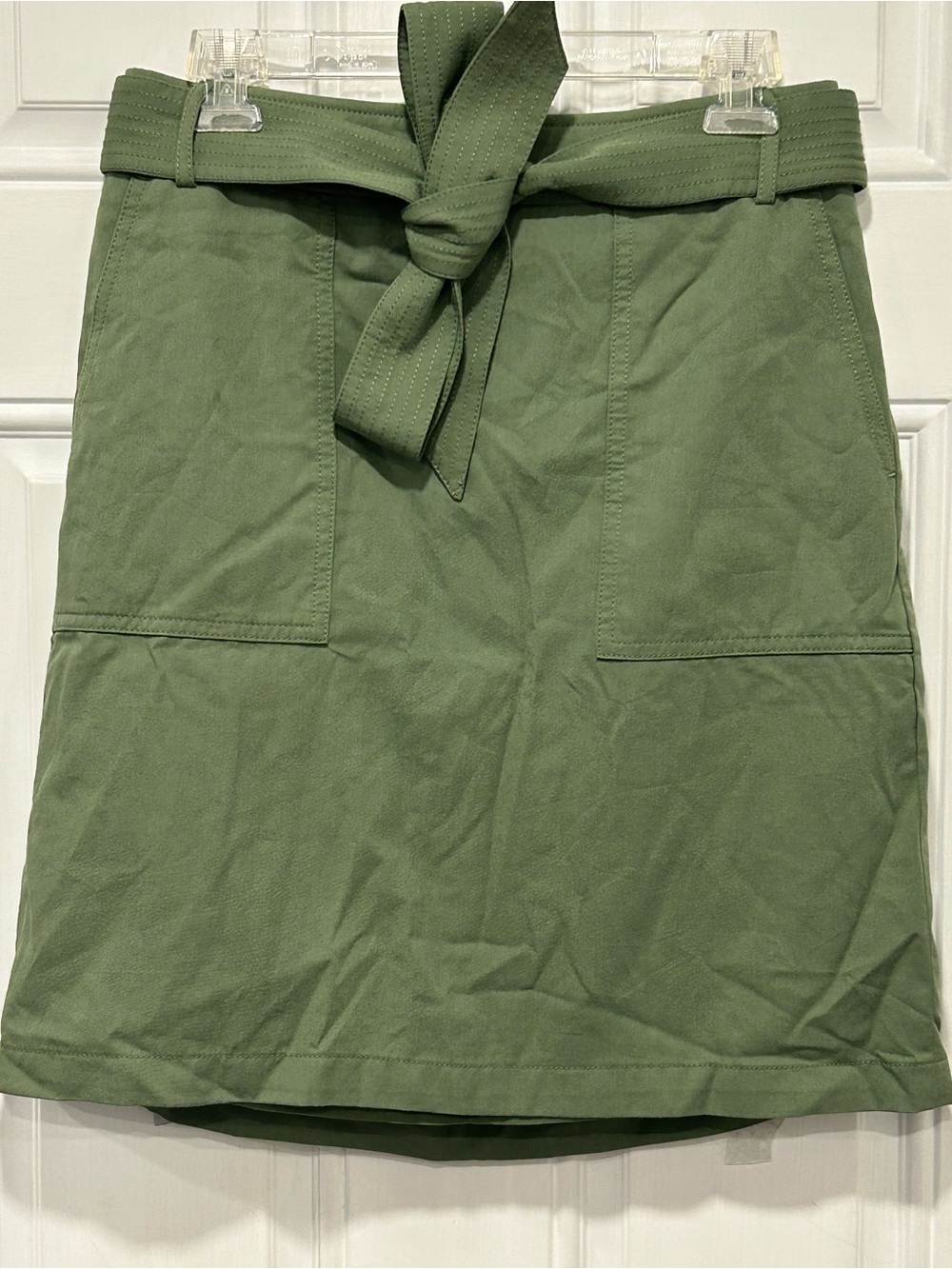J. Crew Chino Belted Cotton Mini Skirt Pockets Utility Military Army Green Sz